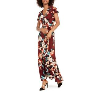 Inc International Concepts Women's Floral-Print Faux-Wrap Maxi Dress Size Large